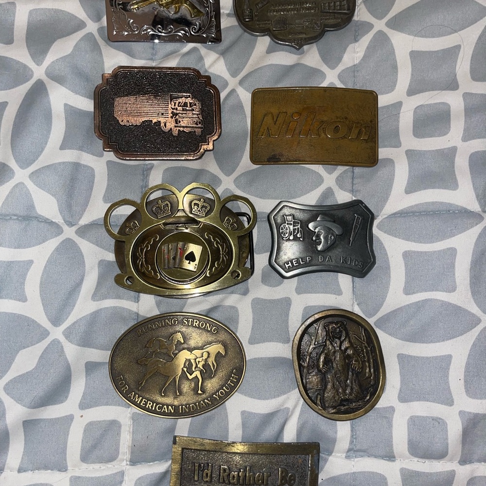Vintage Belt Buckles Collection Brass